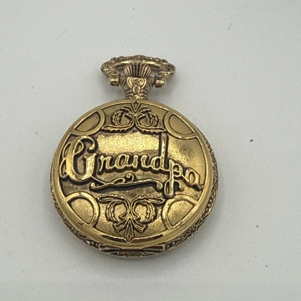 Pocket Watch Grandpa Gold Tone Infinity Quartz Rare Untested Vintage VTG